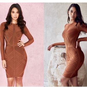 House Of CB, 'Calliope' Rust Weave Detail Bandage Dress, Size S